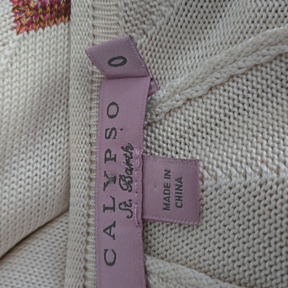 CALYPSO ST BARTH 100% Silk Striped Kimono Sleeve Poncho Style Sweater One Size - Picture 10 of 13